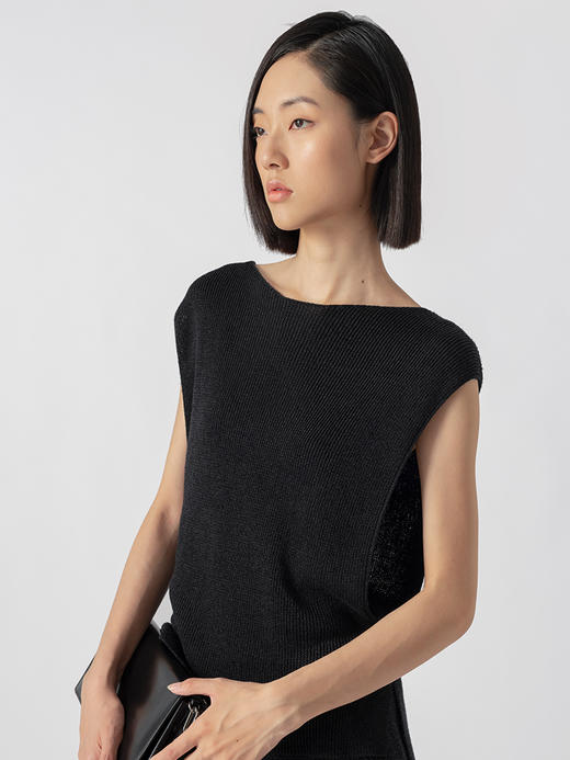 322工房重塑经典和纸纱深袖窿针织背心2023春夏叠穿马甲上衣B056 商品图2