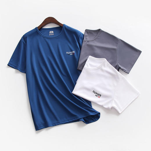【简约时尚❗️夏季薄款男士圆领短袖】舒适透气，凉爽，速干高弹透气休闲运动健身跑步网孔纯色T恤父亲节礼物优选粉丝专属七夕父亲节礼物新年礼盒年货礼盒 商品图1