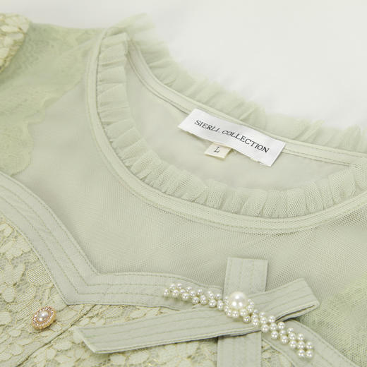 NF8H9斯尔丽瑟俪2023夏季新款蕾丝拼接网纱半裙假两件连衣裙 商品图4