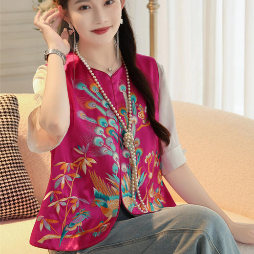 FLZD-A9334感醋酸新中式马甲背心外套女重工刺绣宽松改良国风上衣夏9334 商品图2