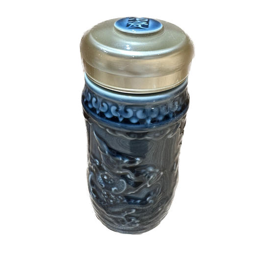 【样品清仓4折，仅1件，无原包装】乾唐轩 乾坤在握龙活瓷杯随身杯陶瓷水杯子送长辈 宝石蓝（无货退款） 商品图3