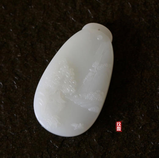 和田玉（羊脂玉）山水玉牌（无结构）27.28g 商品图1