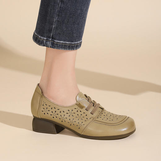 西村名物2023夏季新款休闲风镂空扣带单鞋女软底软面洞洞鞋X23AH13351 商品图5