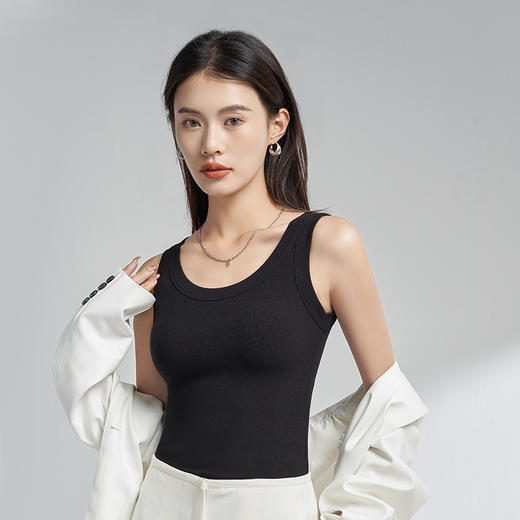 【显瘦显身材！女士背心螺纹运动圆领吊带】舒适亲肤，轻薄透气，耐磨抗皱，高弹力，夏季纯棉美背小背心女内搭外穿打底上衣粉丝专属 商品图2