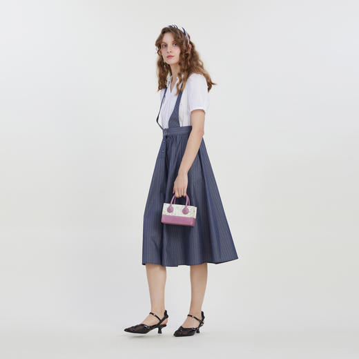 谜底拼接衬衫式连衣裙短袖2023夏季新款简约减龄中长裙232ML0710 商品图1