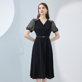 NF8K6斯尔丽瑟俪2023夏季新款花色拼接中长款连衣裙