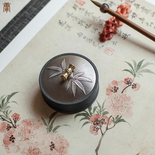 宣砚  竹月锡盖墨海  天然原石（需要刻字请备注） 商品图2