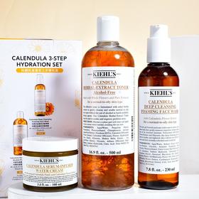 美国 Kiehl's科颜氏 金盏花补水控油3件套 套盒（金盏花水500ml+爆水面霜100ml+啫喱洗面奶230ml）