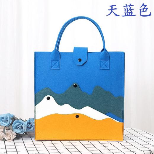 网红同款拼色山峰大容量托特包毛毡手提包简约轻便百搭时尚手提袋 商品图5