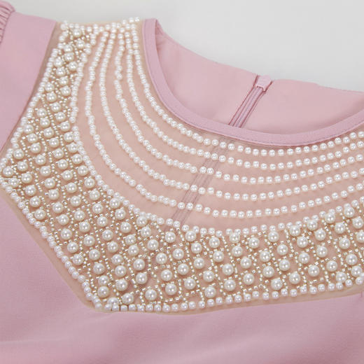 NF8K1斯尔丽瑟俪2023夏上新钉珍珠欧洲宫廷韵味减龄俏丽修身连衣裙 商品图4