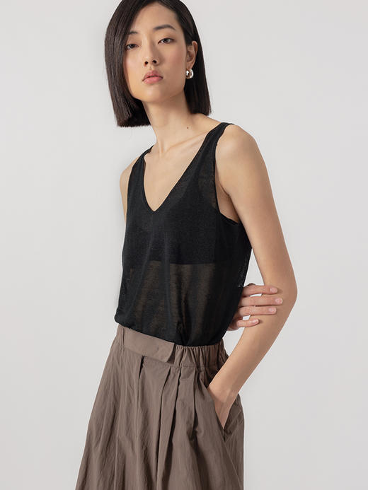 322工房经典再造汉麻针织V领背心2023春夏款百搭宽松无袖吊带B061 商品图3