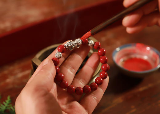 紫金砂貔貅手串，原矿朱砂，（银色） 商品图4