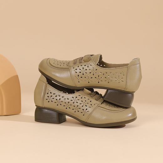 西村名物2023夏季新款休闲风镂空扣带单鞋女软底软面洞洞鞋X23AH13351 商品图7