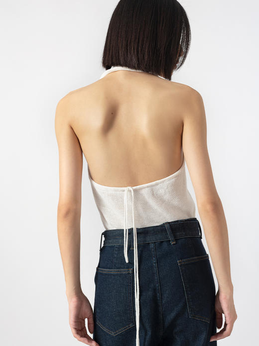 322工房经典再造环保棉挂脖针织背心2023夏无袖显瘦内搭吊带B055 商品图1