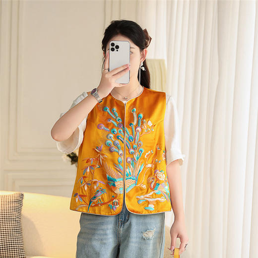 FLZD-A9334感醋酸新中式马甲背心外套女重工刺绣宽松改良国风上衣夏9334 商品图0