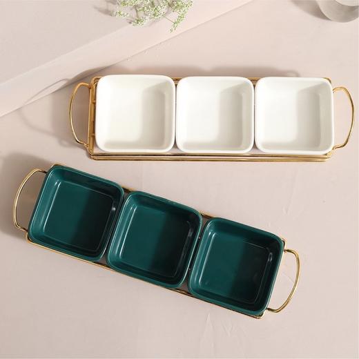 【分仓直发包邮】尚陵轻奢小食碟三件 STXSD-403（白、绿两种颜色颜可备注） 商品图0