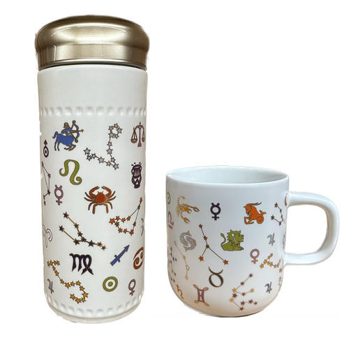 乾唐轩活瓷杯  十二星座双层随身杯马克杯陶瓷办公室茶杯水杯子生日礼品 商品图0
