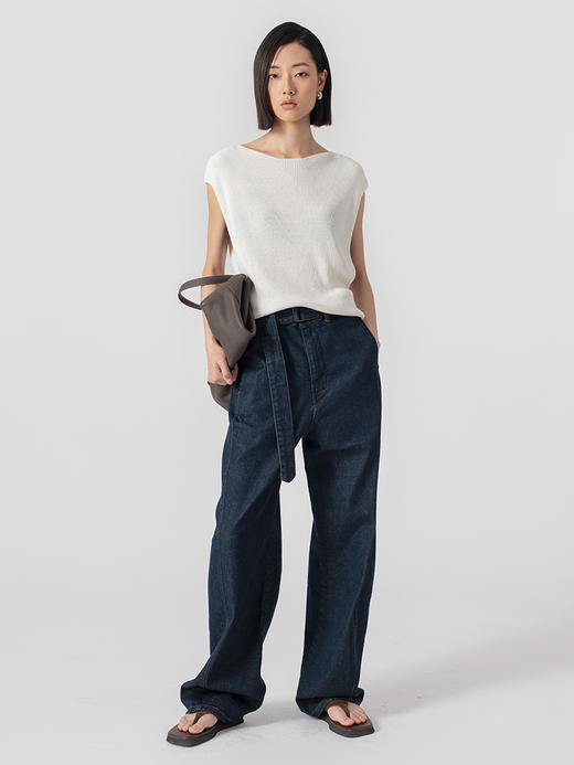 322工房重塑经典和纸纱深袖窿针织背心2023春夏叠穿马甲上衣B056 商品图1