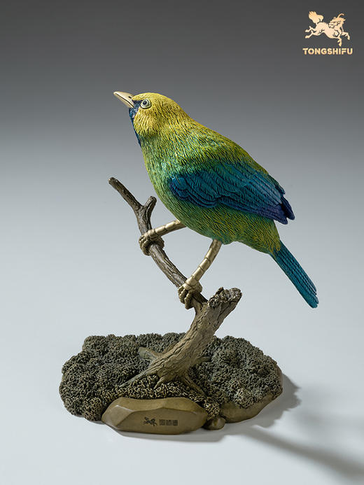 铜师傅 铜摆件《铜师傅百鸟集》之蓝翅叶鹎 家居饰品 桌面摆件 商品图1
