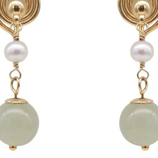 高冰感和田玉耳环女，ins风圆脸显瘦高感蚊香盘耳夹女无耳洞耳饰QS-002 商品图4