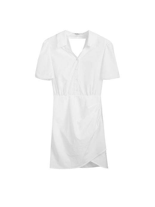 Self Who白色连衣裙2023新款夏季小个子高级感法式泡泡袖v领裙子 商品图4