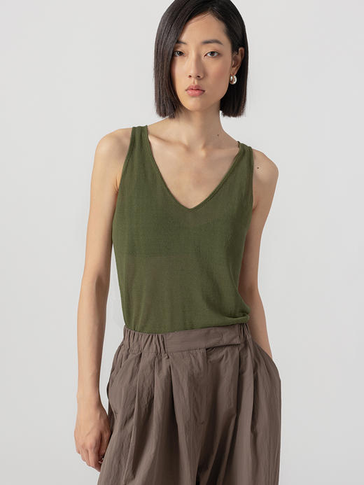 322工房经典再造汉麻针织V领背心2023春夏款百搭宽松无袖吊带B061 商品图2