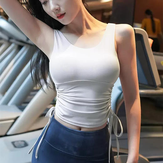 跃牌【健舞健美】系列一体式带胸垫无袖跑步训练健身瑜伽背心8309（可拆胸垫） 商品图4