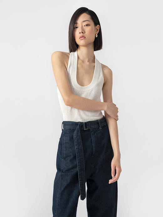 322工房经典再造环保棉挂脖针织背心2023夏无袖显瘦内搭吊带B055 商品图0