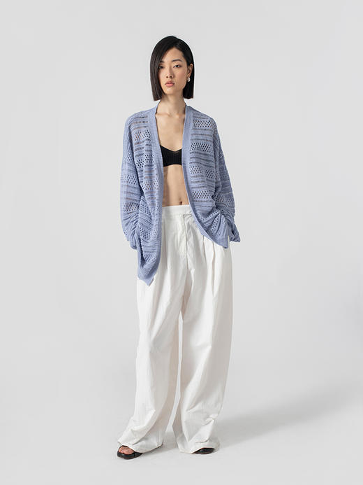 322工房和纸纱宽松针织开衫2023春夏百搭透视镂空长袖空调衫B059 商品图3