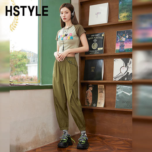 韩都衣舍2023夏新款美式复古工装束脚裤街头百搭休闲裤NFD0393 商品图2