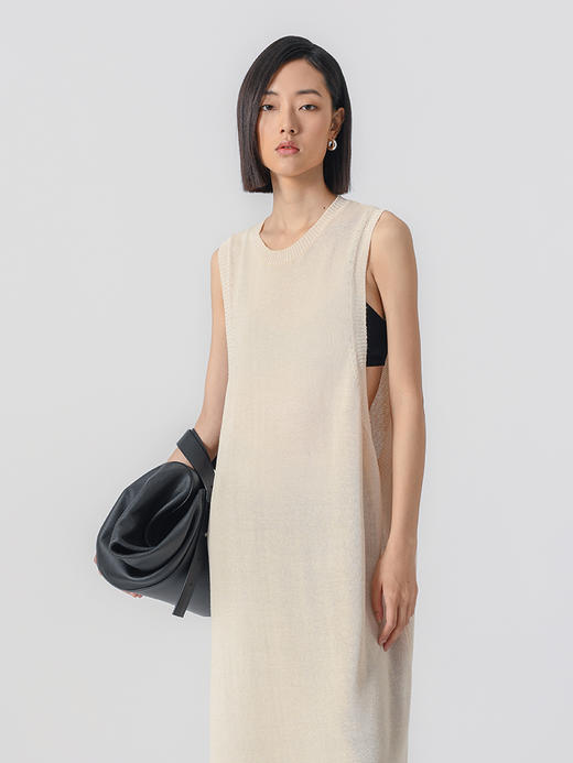 322工房重塑经典和纸纱棉针织罩衫式连衣裙2023春夏款宽松裙B058 商品图3