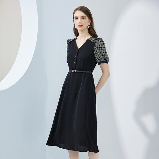 NF8K6斯尔丽瑟俪2023夏季新款花色拼接中长款连衣裙 商品图2