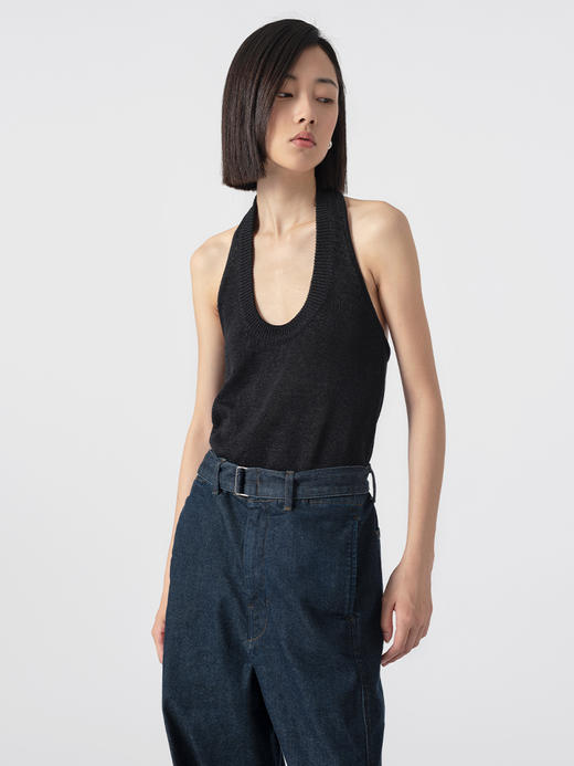 322工房经典再造环保棉挂脖针织背心2023夏无袖显瘦内搭吊带B055 商品图3