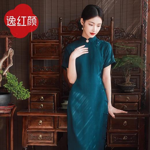 逸红颜民国复古风旗袍女夏季2025新款 丹林 香云纱全开襟中式盘扣 商品图4