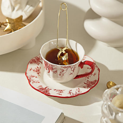 摩登主妇玫瑰假日新婚礼物咖啡杯碟套装高颜值家用复古结婚伴手礼 商品图0