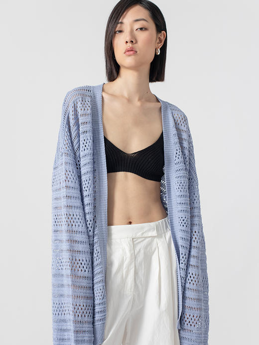 322工房和纸纱宽松针织开衫2023春夏百搭透视镂空长袖空调衫B059 商品图2