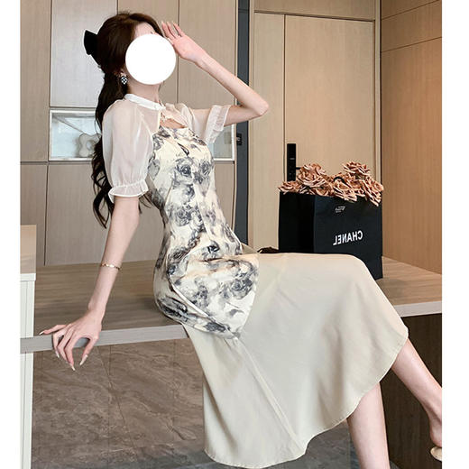 【服装鞋包】 夏季茶歇轻国风气质新中式改良旗袍连衣裙 商品图3