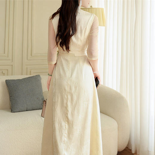 FLZD-A9330夏季国风气质天丝腰带刺绣新款时尚显瘦中式改良旗袍裙 商品图2