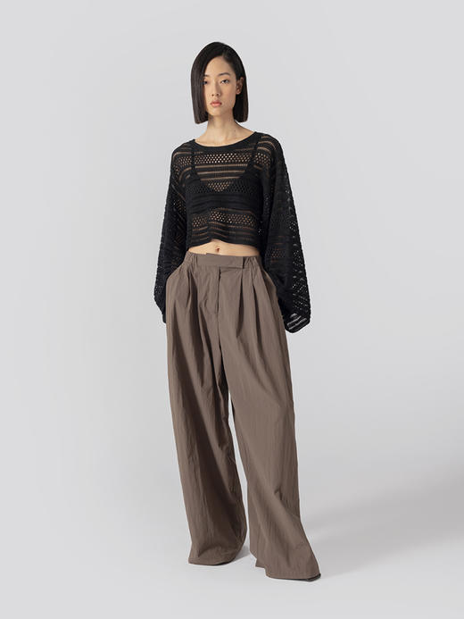 322工房镂空编织和纸纱宽松针织罩衫2023春夏长袖休闲空调衫B060 商品图1