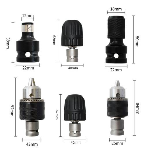 【货号010174】大艺无刷锂电扳手变手电钻夹头5件套10毫米手紧钻夹头扳手转电钻专用转换轴 商品图5