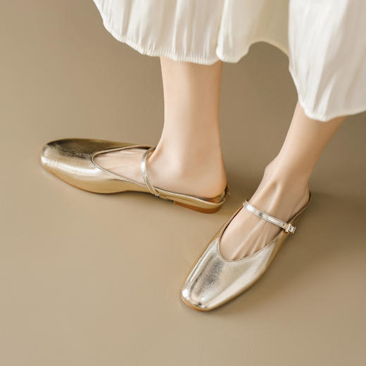 柔软舒适，圆头平底真皮包头凉拖OFSM-6758 商品图3