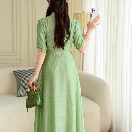 FLZD-A9167新中式复古盘扣禅意茶服连衣裙轻国风改良设计款小众收腰旗袍9167 商品图1