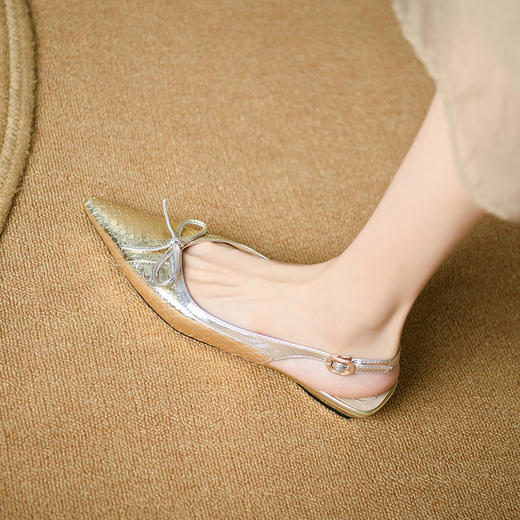 舒适百搭，真皮尖头平底凉鞋QS-23034 商品图2