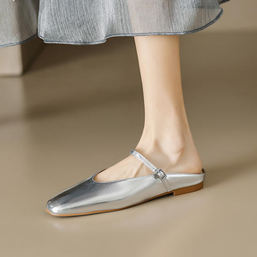 柔软舒适，圆头平底真皮包头凉拖OFSM-6758 商品图2