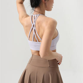 跃牌【健舞健美】系列时尚V领交叉美背一片式瑜伽背心9815（一体式胸垫）