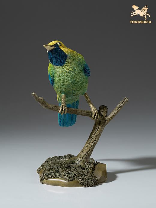 铜师傅 铜摆件《铜师傅百鸟集》之蓝翅叶鹎 家居饰品 桌面摆件 商品图3