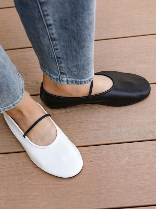 522-8 自留 肯豆 白百合同款 TR极简 Elastic芭蕾平底鞋 全皮奶奶鞋 商品图0