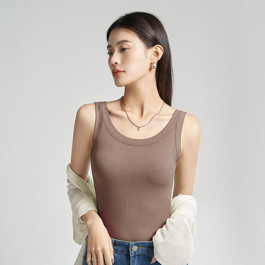 【显瘦显身材！女士背心螺纹运动圆领吊带】舒适亲肤，轻薄透气，耐磨抗皱，高弹力，夏季纯棉美背小背心女内搭外穿打底上衣粉丝专属 商品图7