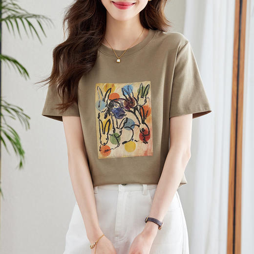 短袖t恤女，新款夏季女装休闲正肩遮肚子小个子短款显瘦上衣CC-MLX558 商品图0