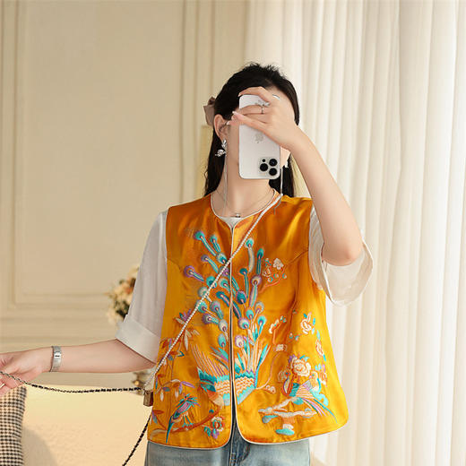 FLZD-A9334感醋酸新中式马甲背心外套女重工刺绣宽松改良国风上衣夏9334 商品图5